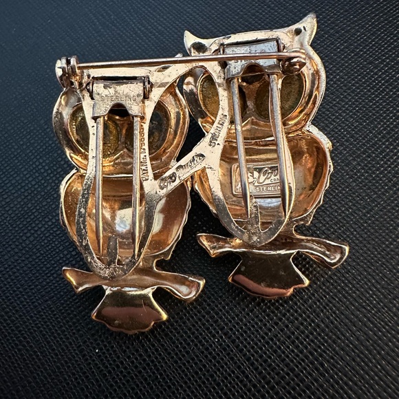 Coro brooch Duette Birds owl A Katz Des 1944s Sterling silver Enamel - Picture 6 of 13